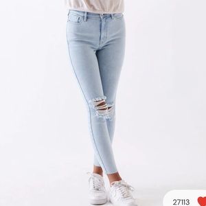 PacSun Crisp Blue Ripped Super High Waisted Jeans